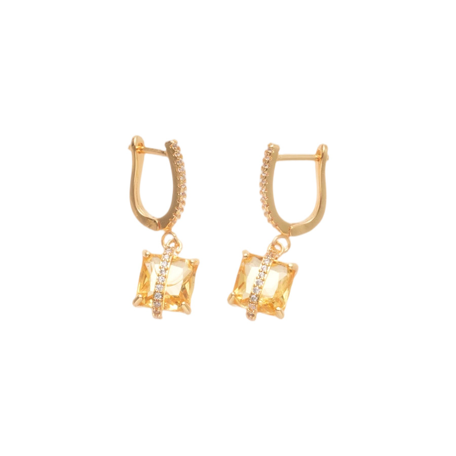 French-style zircon square pendant necklace and earrings, vintage elegant jewelry set, light luxury high-end accessories for women - view 9