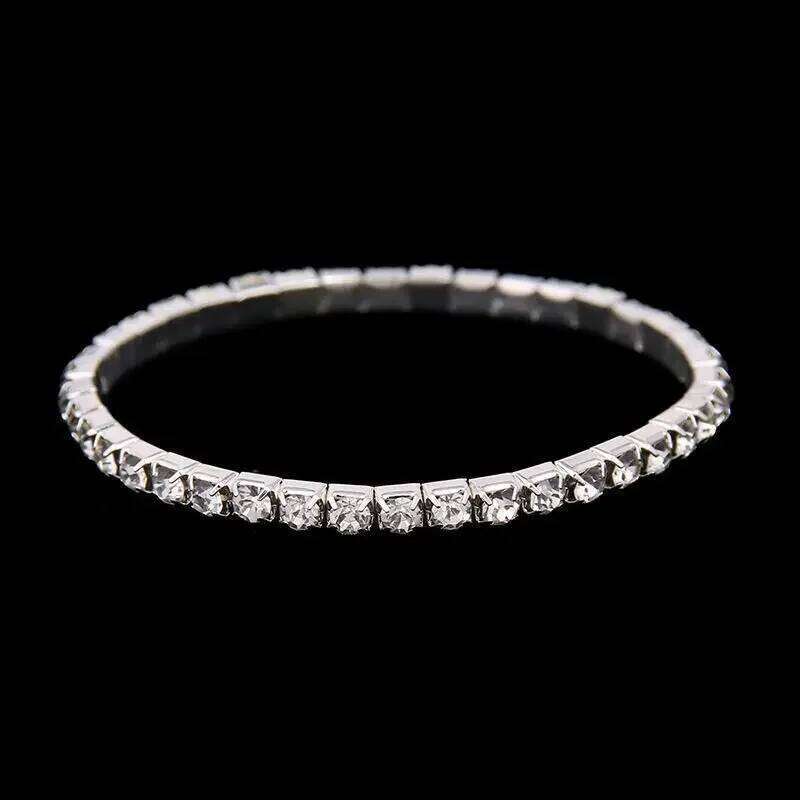 New Single Row Elastic Bracelet Crystal CZ Bride Pulseira Sparkling Bangle for Women Jewelry Best Friend Wedding Lady Pulsera Z260225