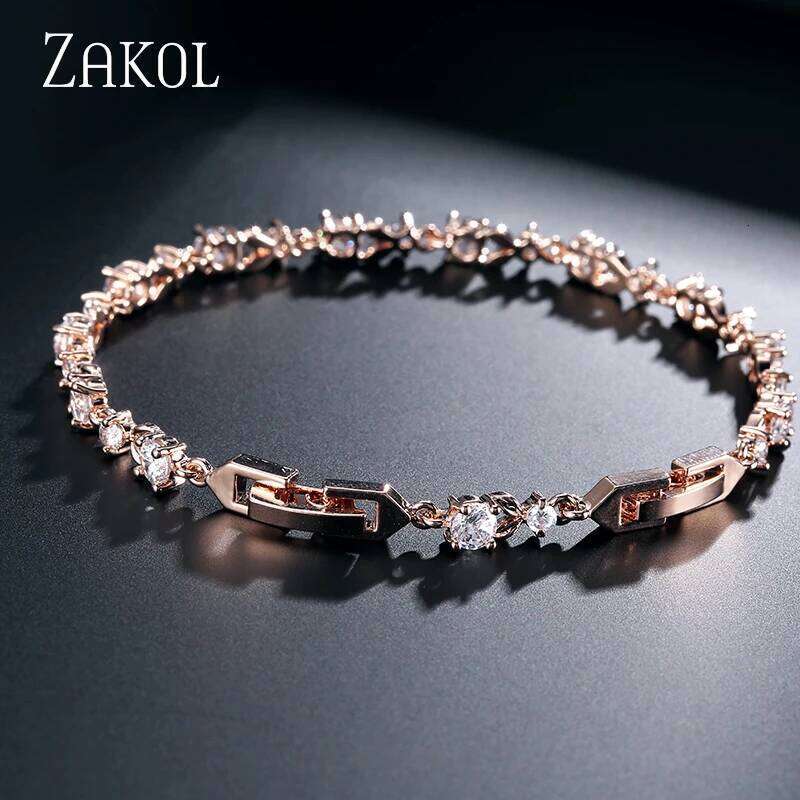 ZAKOL Exquisite Leaf Bracelets for Women Sliver Color Crystal Men Bangles Fashion Heart Zircon Girls Party Jewelry Z260225