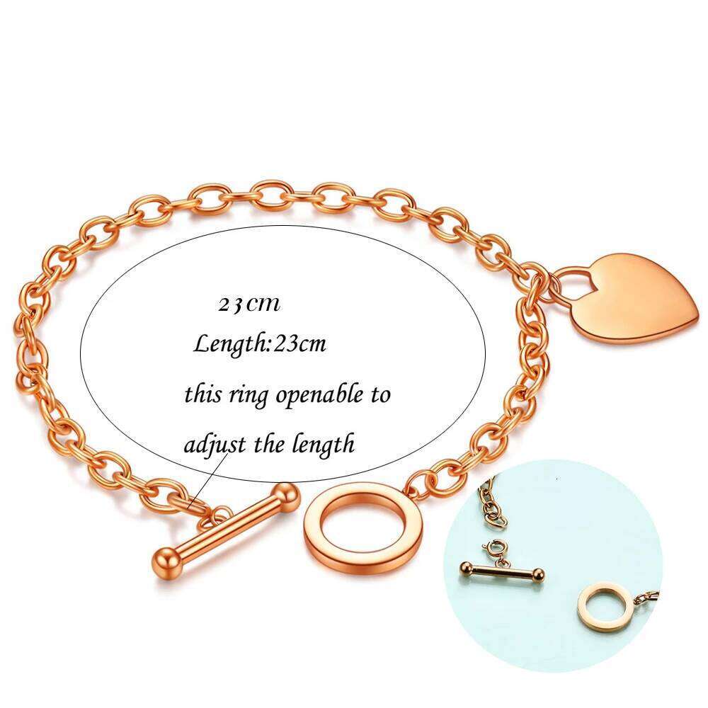 Moon-shaped and heart-shaped OT chain smooth titanium women's bracelet, simple stainless steel Z260225