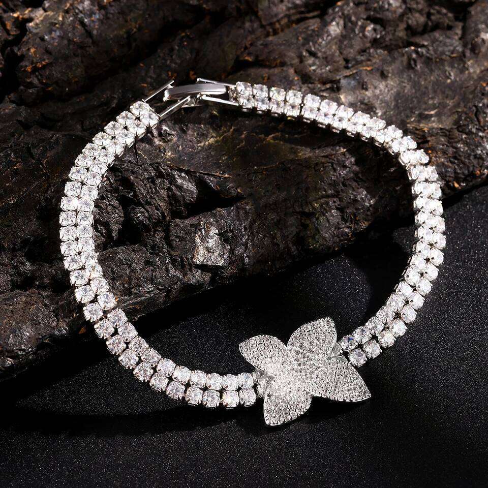 ZAKOL Women's Double Row Zircon Bracelet Exquisite Flower Fashion Cuff Bracelets Wedding Party Jewelry Accessory Z260225