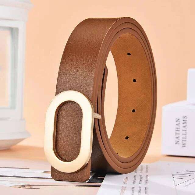 For Women Round Square Pin Buckle Jeans Black Chic Luxury Brand Designer Leather Belt Female Y260225