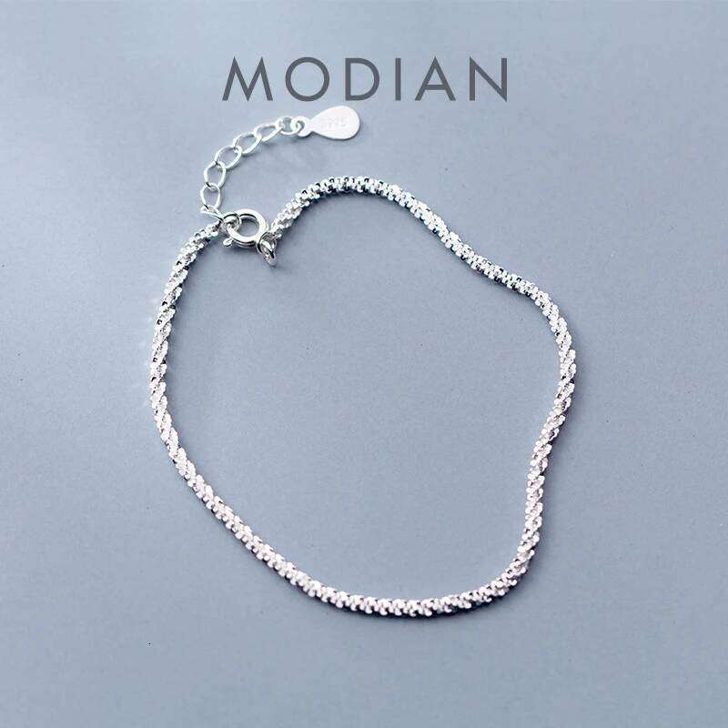 Mocanie Fashion 925 Sterling Silver Simple White Black Color Gypsophila Link Chain Bracelet for Women Men Fine Jewelry Bijoux Z260225