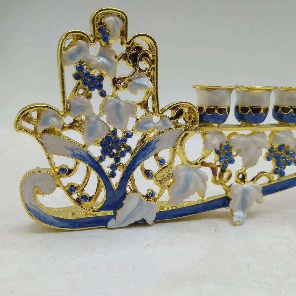 Hanukkah Hand Painted Enamel Menorah Candelabra Chanukah Temple Candlesticks 9 Branches Candle Holder W260226
