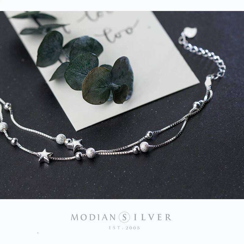 Modian New 925 Sterling Silver Beads Ball Stars Double Layer For Women Charm Bracelet Engagement Original Fine Jewelry Z260225