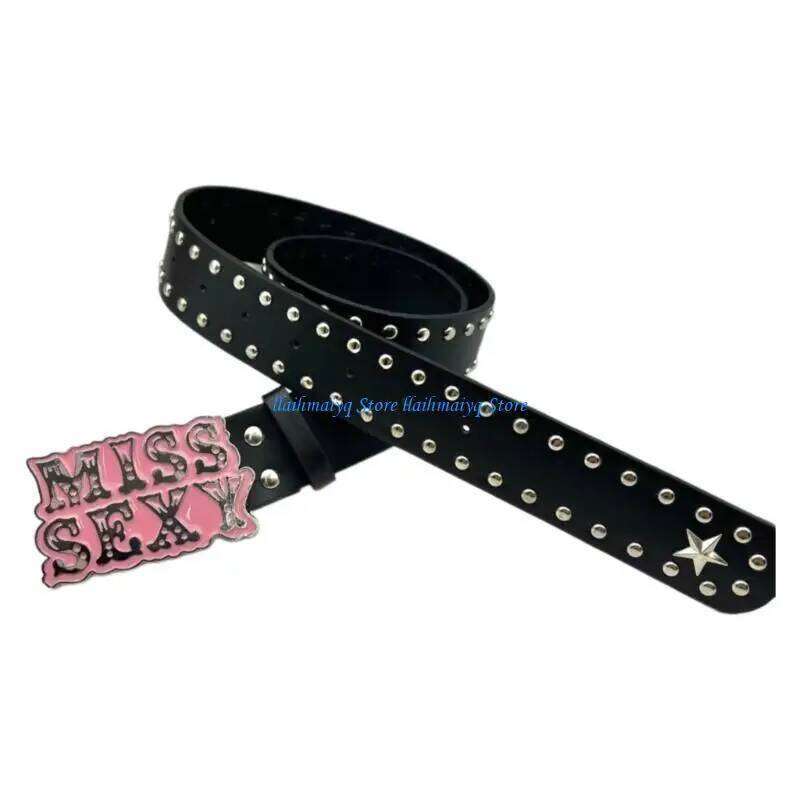 573B MissSexy Letter Buckle for Women Girl Fashion 2000s Waistband Adjust Waiststrap Jeans Belt Daily Wear Waistbelt Y260225