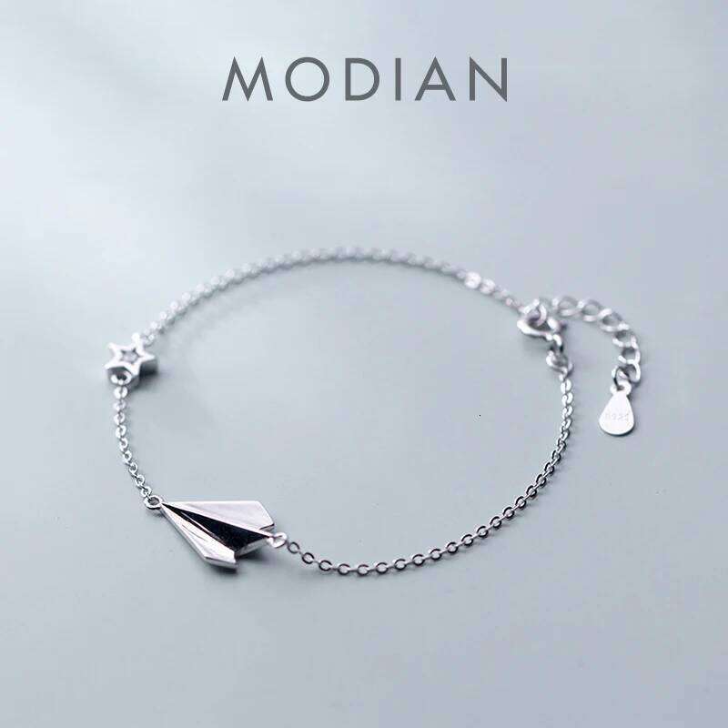 Modian Clear CZ Stars Aircraft Chain Bracelets Fashion 925 Sterling Female Jewelry For Women Party S925 Silver Bracelet Z260225