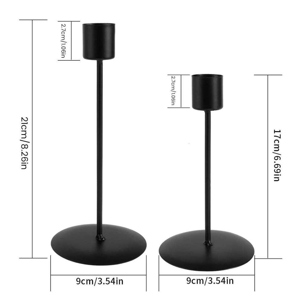 2Pcs Black Metal Candlestick Taper Decorative Candle Holder for Wedding Dinning Anniversary Table Centerpieces W260226