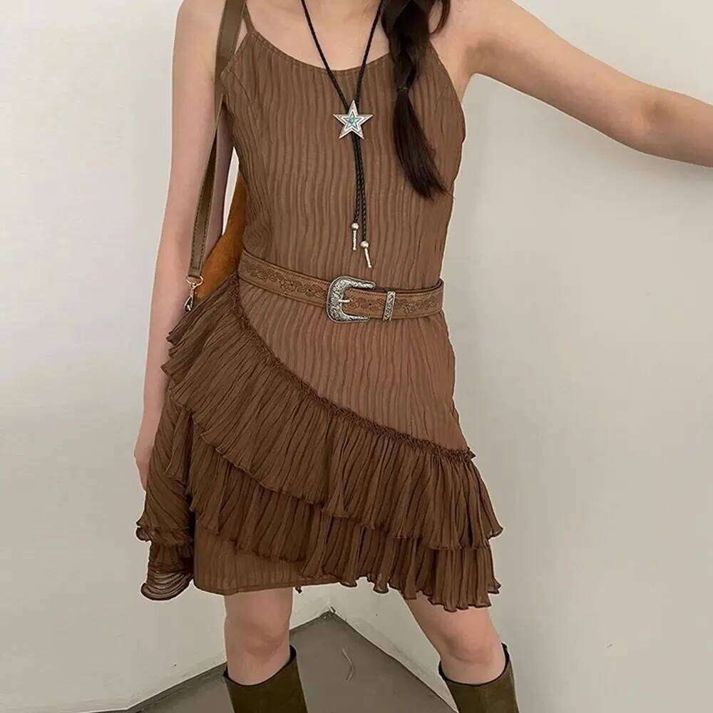 Personality Alloy Ethnic Style Vintage Printed Y2k PU Leather Belt Brown Spicy Girl Pants Decorative Female Y260225