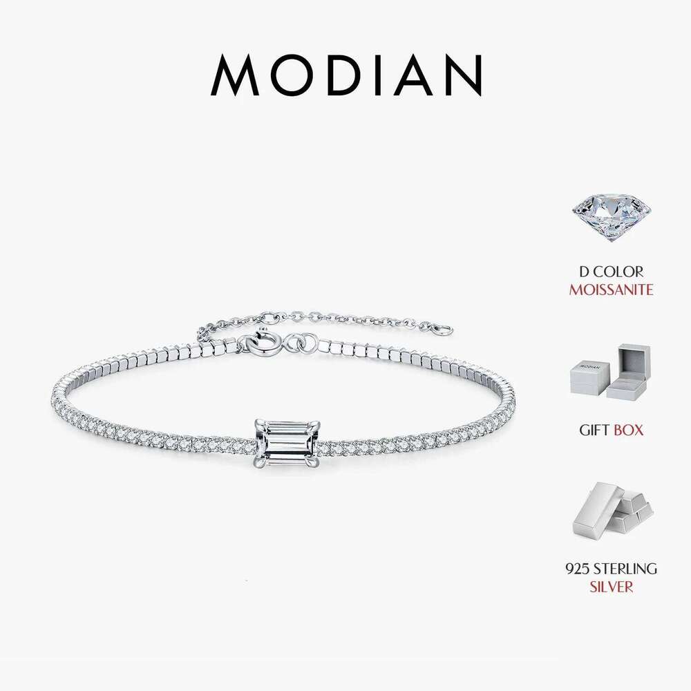 MODIAN 1CT Emerald Cut D Color Moissanite Tennis Bracelet 925 Sterling Silver Wedding Elegant Bracelets For Women Daily Jewelry Z260225