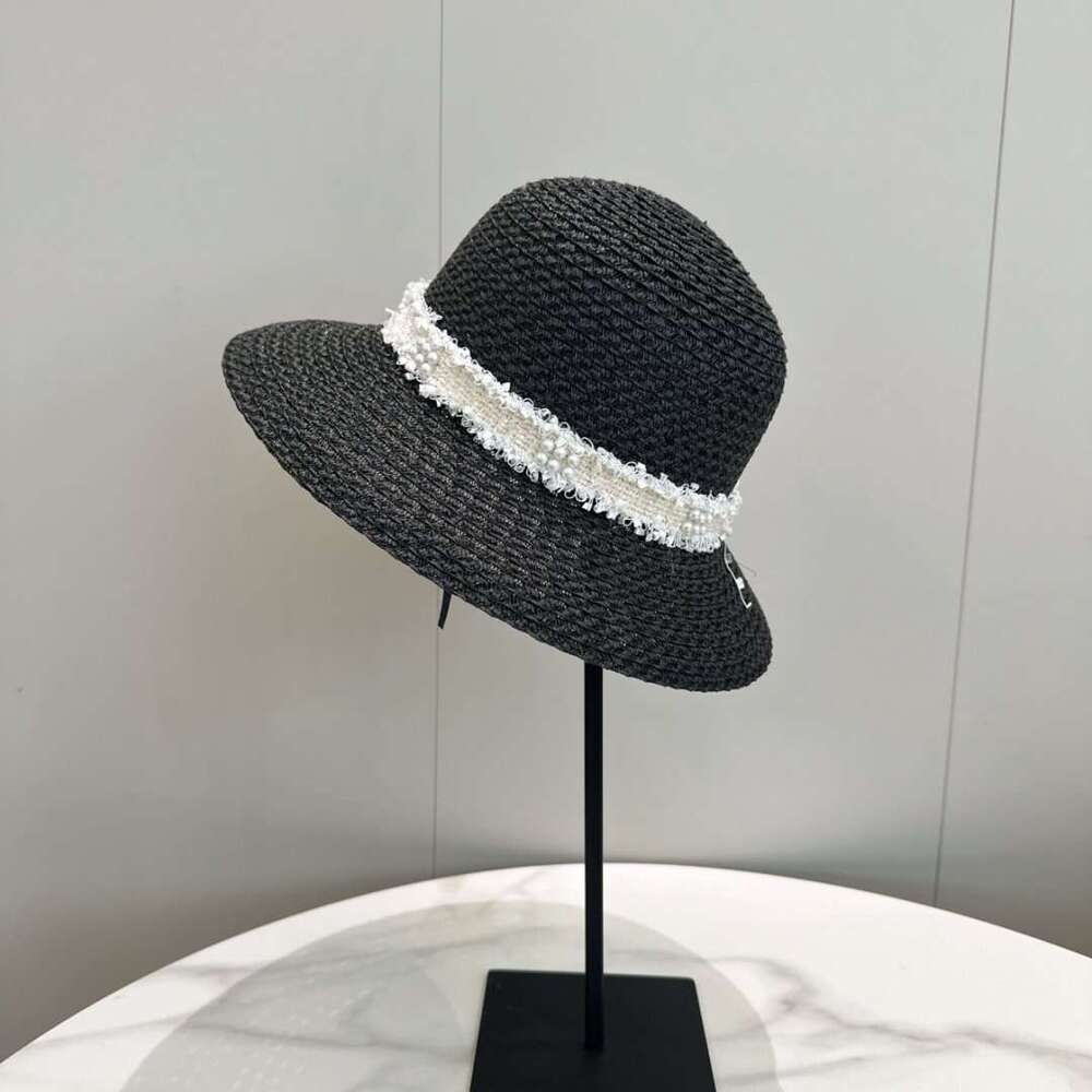 Fashion Accessories Hat Women Pearl Decor Wide Brim Straw Cloche Sun Hat for Spring Summer Wedding Holiday