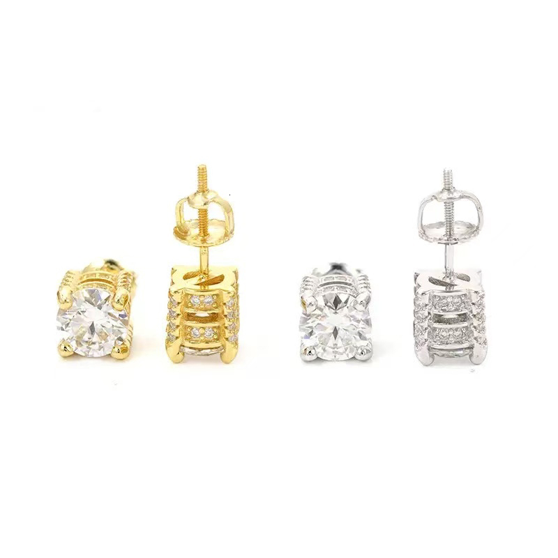 Fine Jewelry White Gold Plated Diamond Earrings Iced Out Silver 925 VVS Moissanite Women Men Hip Hop Fashion Earrings