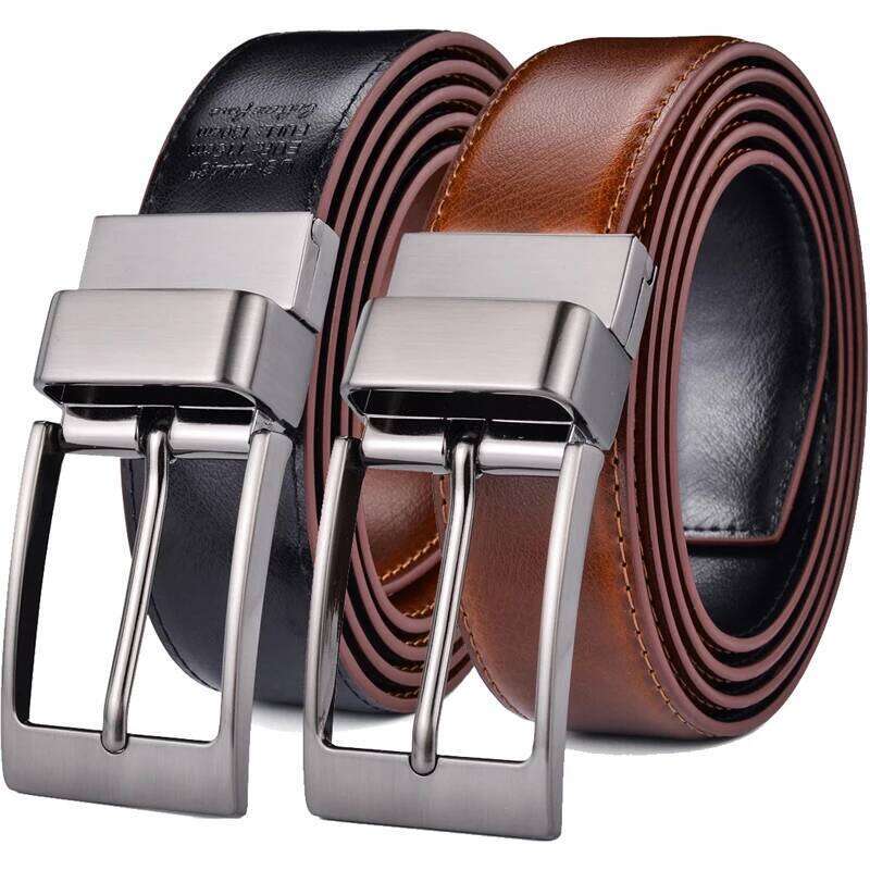 1Pcs Leather Reversible Belts Men 1 3/8" for Dress Pants - 2 Styles in One Belt Y260225