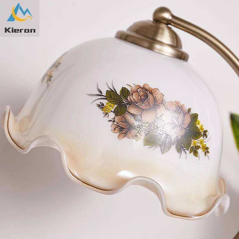 American Style Modern Simple Flower Led Desk Bedroom Study Bedside Dimming Table Lamps Living Room Decor Glass Floor Lamp H260225