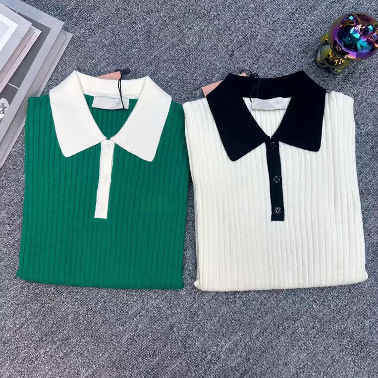 2026 Spring New Designer Women's Jacquard Short Sleeve Sweater Women's Knitted Sweater Top