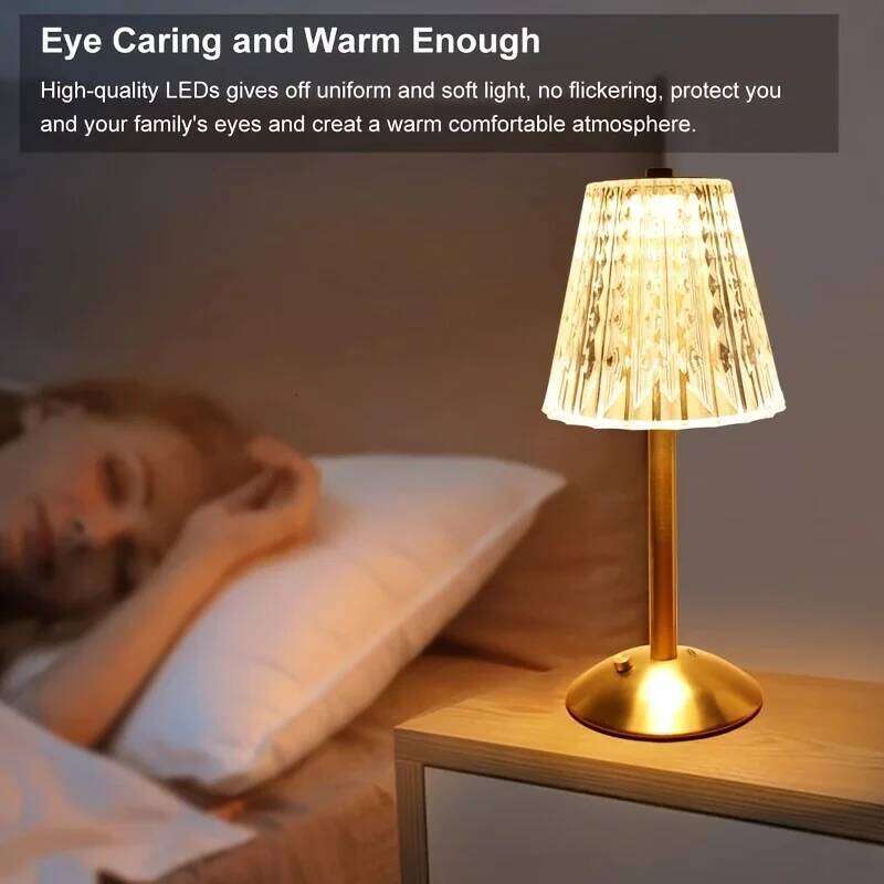 1PC LED Crystal Table Romantic Atmosphere Touch Dimmable Night Light, USB Eye-protecting Reading Lamp, Bedroom Lamp H260225