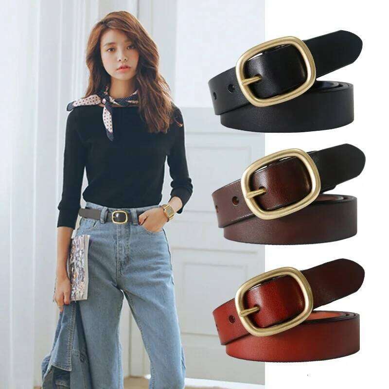 DINISITON New Womens Belt Genuine Leather Belts For Women Female Gold Pin Buckle Strap Fancy Vintage for Jeans Dropshipping Y260225