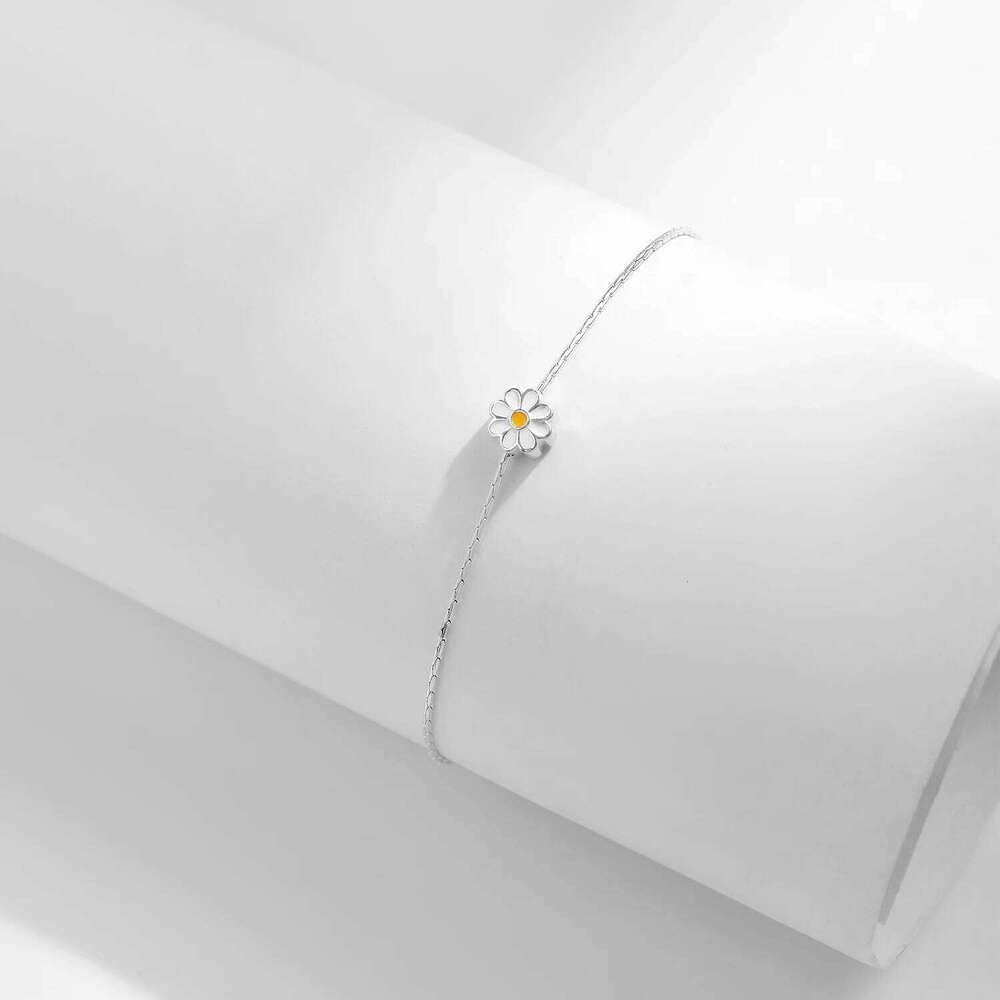 MODIAN 925 Sterling Silver Exquisite Enamel Daisy Flowers Bracelet Trendy Adjustable Snake Chain For Women Valentines Day Gifts Z260225