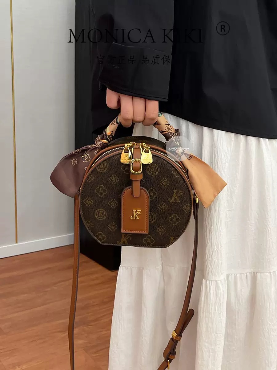 wk premium sense portable small square bag women 2025 new retro printing mini bucket bag shoulder bag oblique span bag women