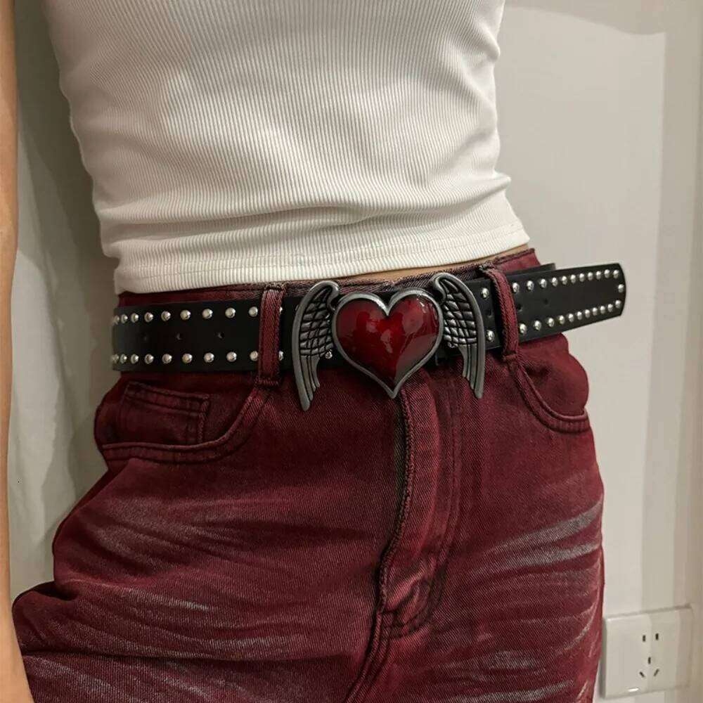 Casual Trendy Punk Rivet Belts Y2k Versatile Gothic Double Hole Eyelet Grommet PU Leather Waistband Y260225