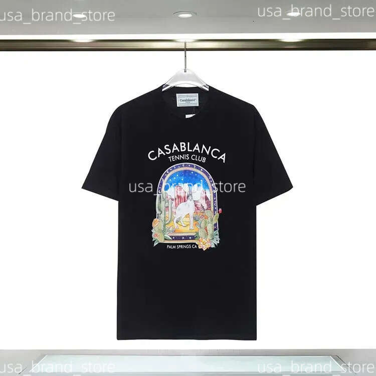 Acasablanca Men's T Shirts Mens Tennis Club Icon Tshirt Cotton Designer Shirt Tops Pattern Casas Blancly Classic Breathable Man Casasly Tees E45 3B2