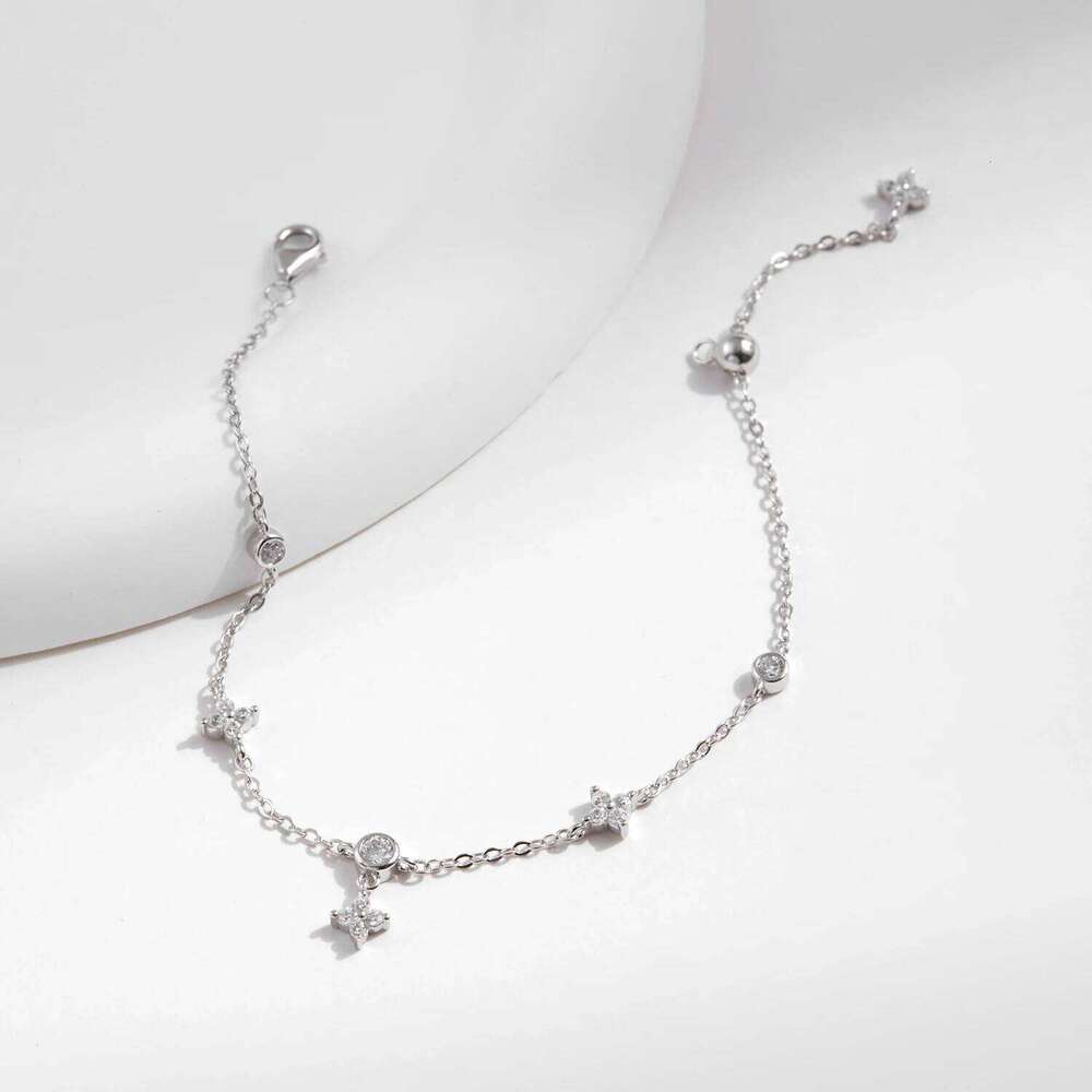 MODIAN Sparkling CZ 925 Sterling Silver Delicate Four Leaf Clover Charm Bracelet For Women Fine Jewelry Vacation Gift Z260225