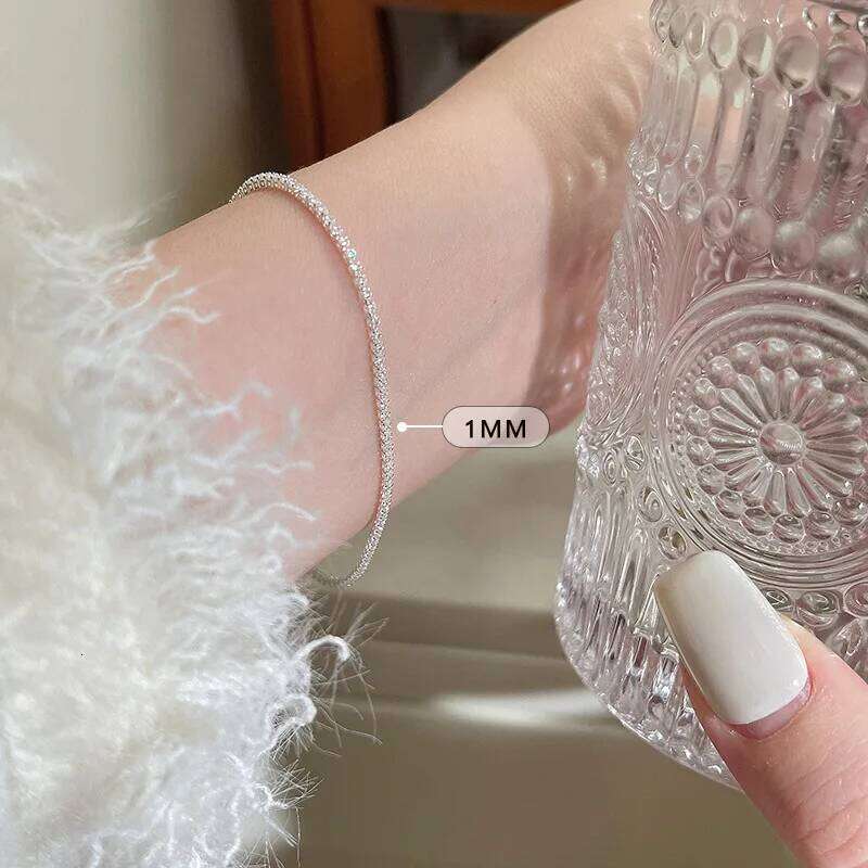 New 925 Sterling Silver Simple Shiny Zircon Bracelet Temperament Personality Women Accessories Birthday Party Gift Z260225