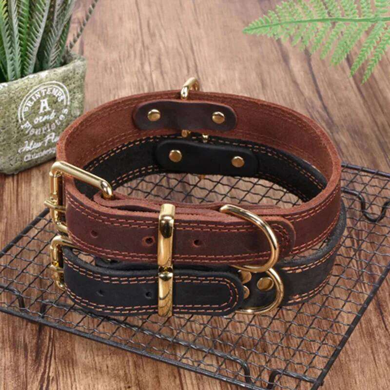 Top Grain Leather Dog Collar-Handcrafted Adjustable Collar Small Medium Large Dogs Soft Lined Pet Necklace for Teddy German