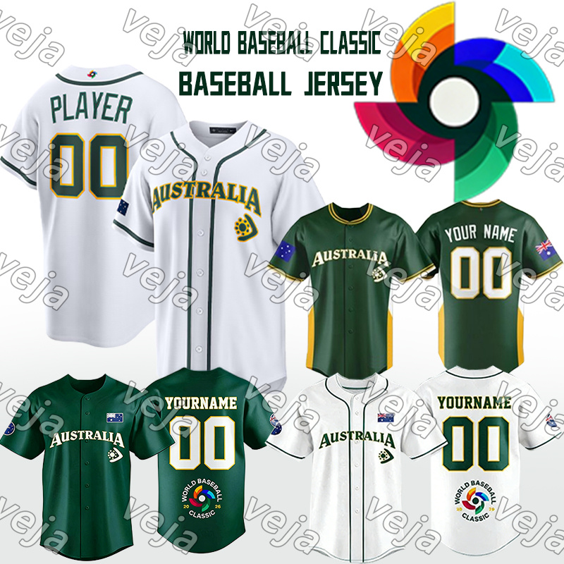 2026 world baseball classic Jersey Team Australia Baseball Jersey Robbie Glendinning Alex Hall Tim Kennelly Robbie Perkins Rixon Wingrove Darryl George Ulrich