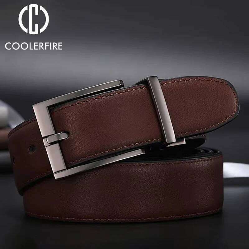 New Business Dress Belts for Men Genuine Leather Reversible Buckle Brown and Black Belt HQ110 Y260225
