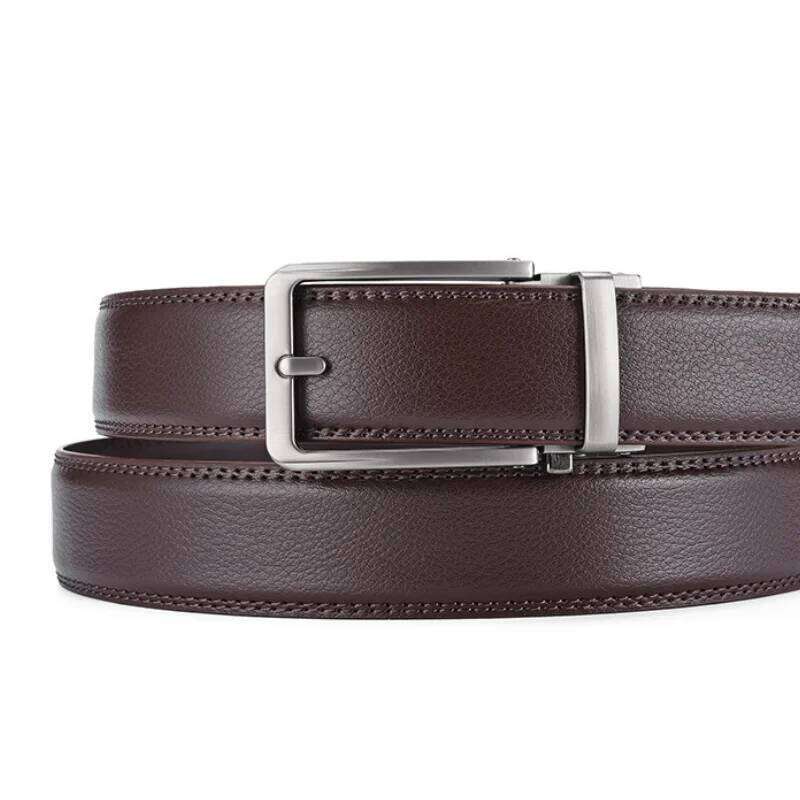 New Width 3.5cm Business Men's Formal Real Leather Male High Quality Metal Automatic Buckle for Men Jeans Belt Y260225