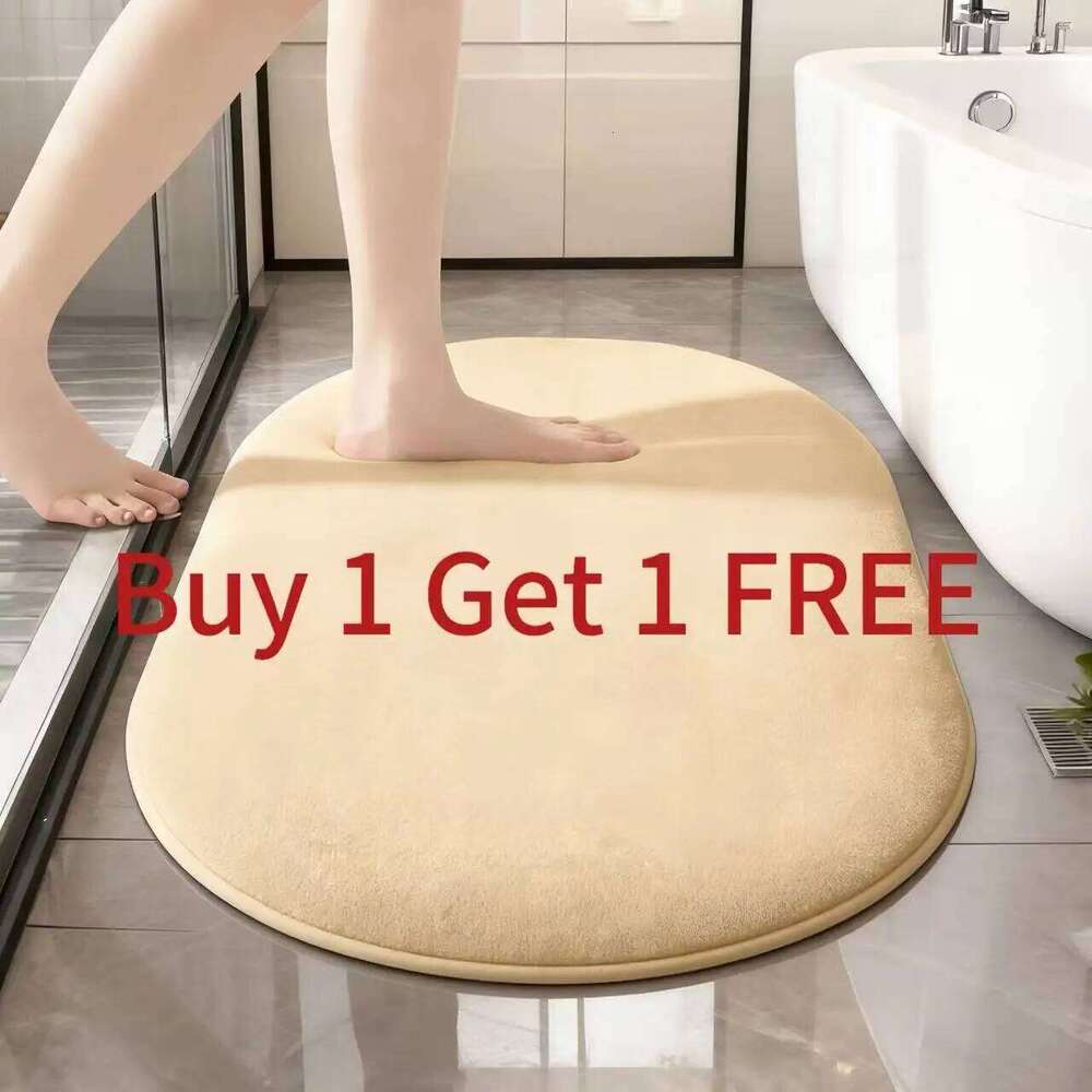 2pc oval bath 40x60cm+40 * 60cm, super soft absorbent bathroom mat, anti slip and washable carpet floor mat for floors, W260226