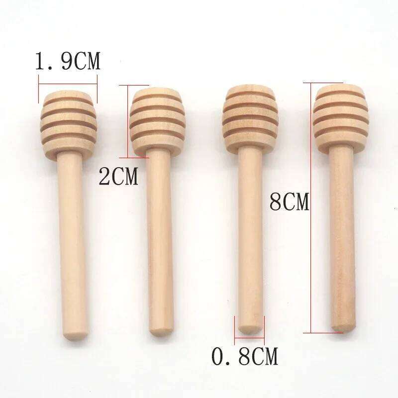 10Pcs/Set Wooden Stirrers Dipper Wood Spoon for Honey Jar Stick Collect Dispense Milk Coffee stirring Tools