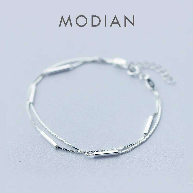 Modian New Arrive Simple Fashion 925 Sterling Silver Geometric Stick Bracelet for Women Snake Bone Chain Fine Jewelry Girl Gift Z260225