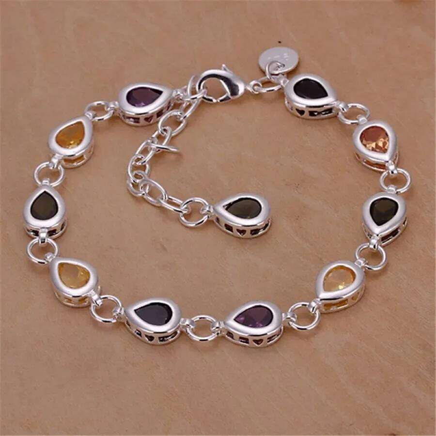 Wholesale 925 Sterling Silver Noble Charm Bracelets Zircon Chain Crystal Jewelry Fashion for Women Wedding Lady Cute Z260225