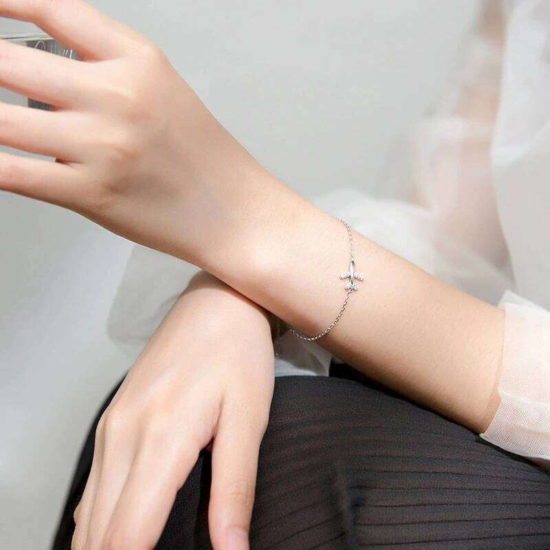 Modian Fashion 925 Sterling Sliver Luminous CZ Cute Mini Airplane Bracelet for Women Link Chain Korea Style Fine Jewelry Bijoux Z260225