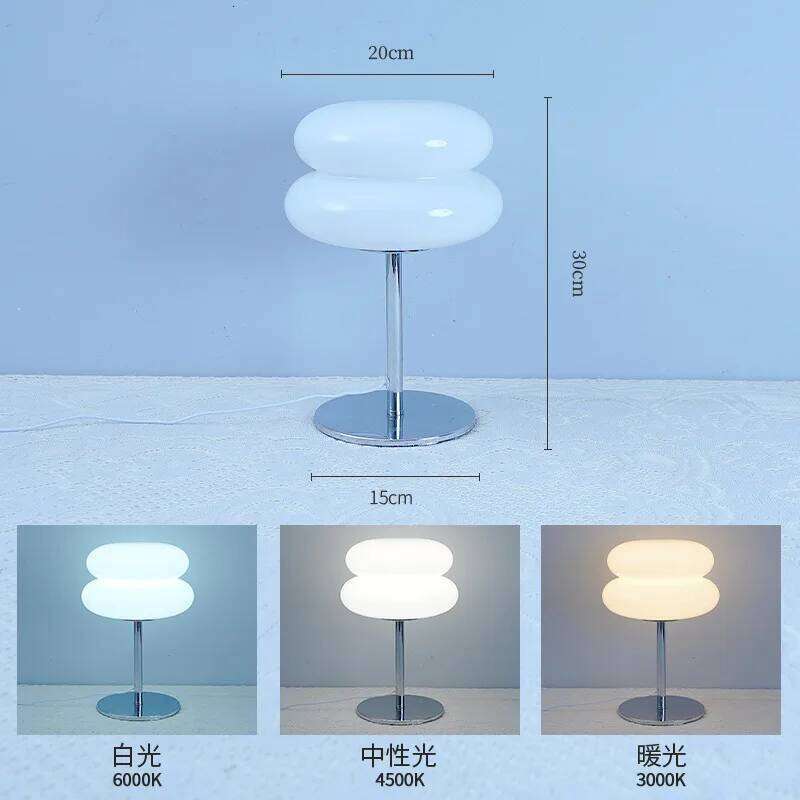Simple Living Room Bedroom Study & B Medieval Hamburger Glass Table Internet Celebrity Atmosphere Decoration Bedside Lamp H260225