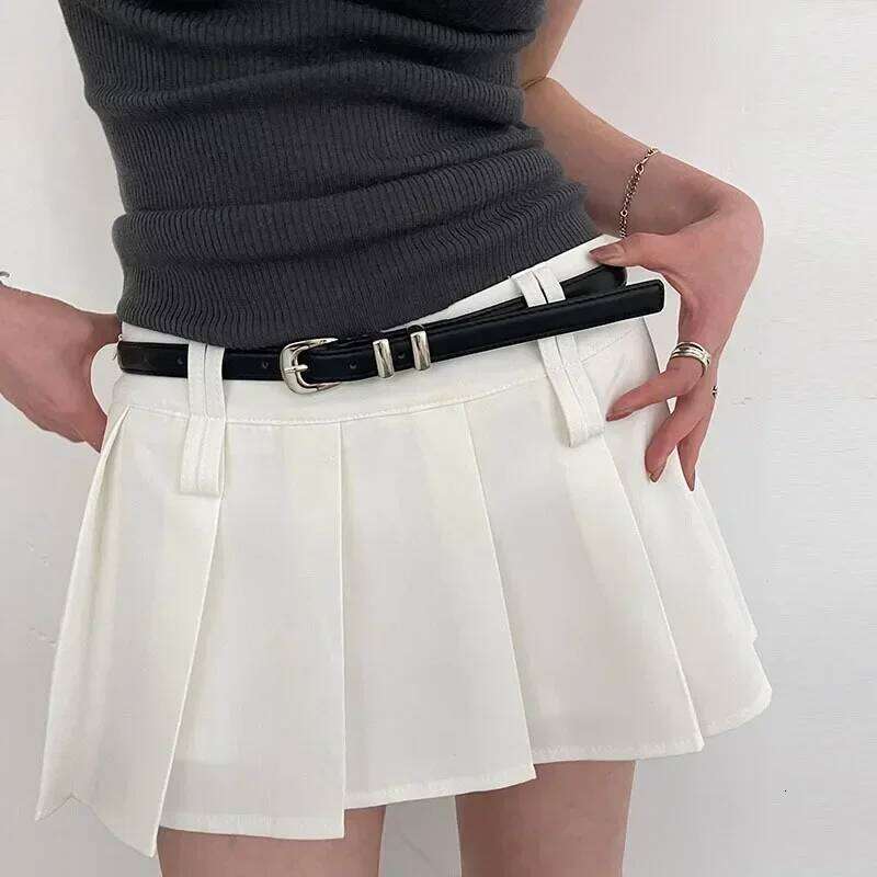 Woman's Fashionable Black Simple Thin PU Trousers Skirt Versatile Belts Student's Casual Belt Y260225