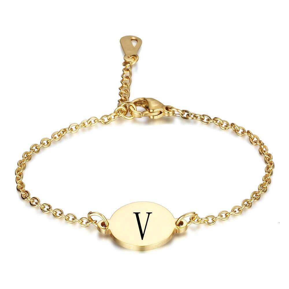 Customized Initial Letter Bracelets For Women Valentine Gift Gold Color Stainless Steel Chain Jewelry Pulseras Mujer Adjustable Z260225
