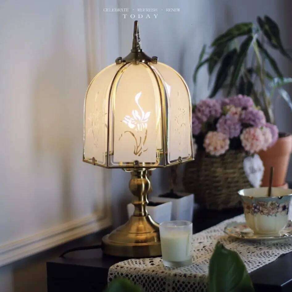 Glass Old Shanghai Bedroom Nostalgic Vintage French Chinese Style Study Room Coffee Restaurant Decorative Light H260225