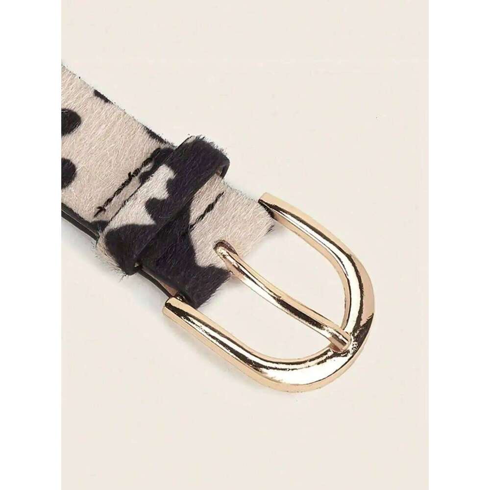 1Pc Retro Western-Style Black White Cow Print Women's Belt, Cowgirl, Fashionable and Versatile, Suitable Jeans, Coats, Sweaters, Perfect for Part