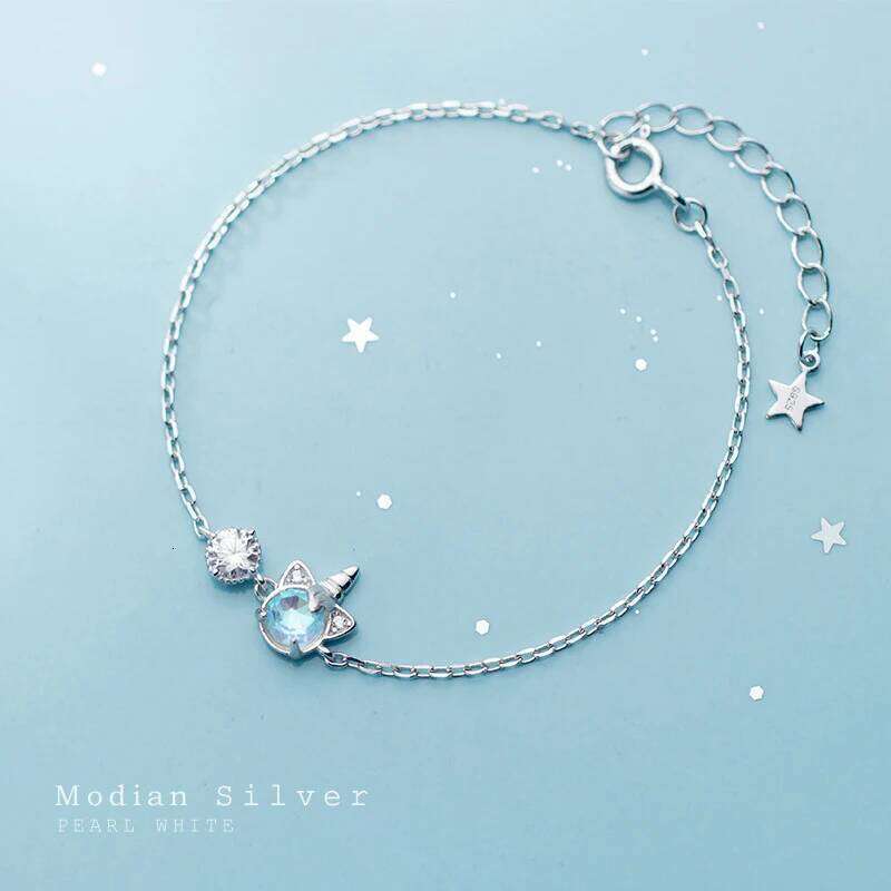 Modian Sparking AAA Zircon Link Chain Bracelet for Women 925 Sterling Silver Colorful Crystal Unicorn Braccelet Fine Jewelry Z260225