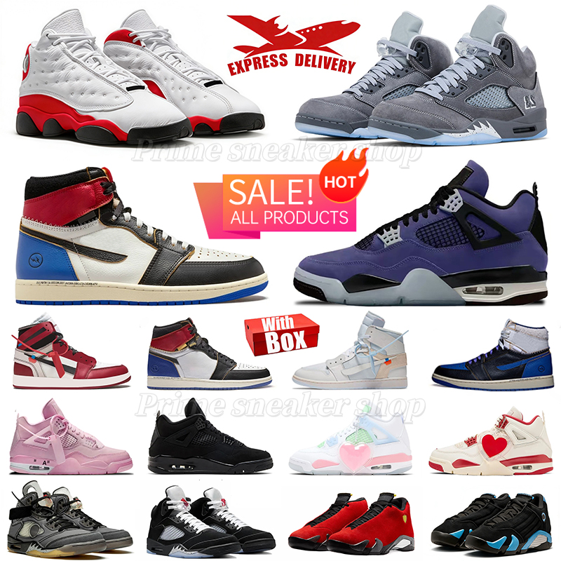 Designer shoes 1s 4s 5s 11s 12s 13s 14s with box Varsity Red wolf grey 5s Lakers Chicago Black Cat gamma blue black metallic basketball shoes sneakers man shoes