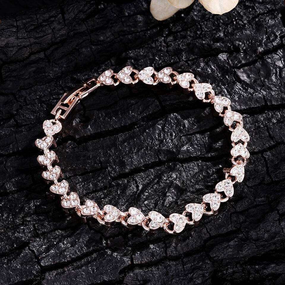ZAKOL Crystal Rhinestone Heart Tennis Bracelet Encrusted Simple Wedding Jewelry for Women Men Valentine's Day Gift Z260225