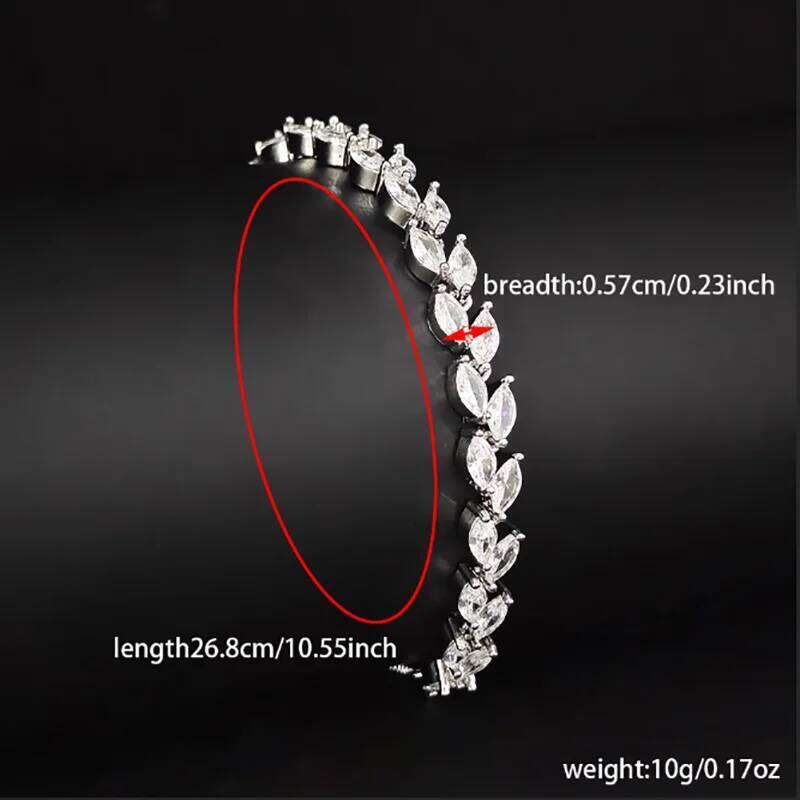 Trendy Cubic Zirconia Leaf Bridal Bracelets Bangle for Women White Color Adjustable Bracelet Wedding Jewelry S8482 Z260225