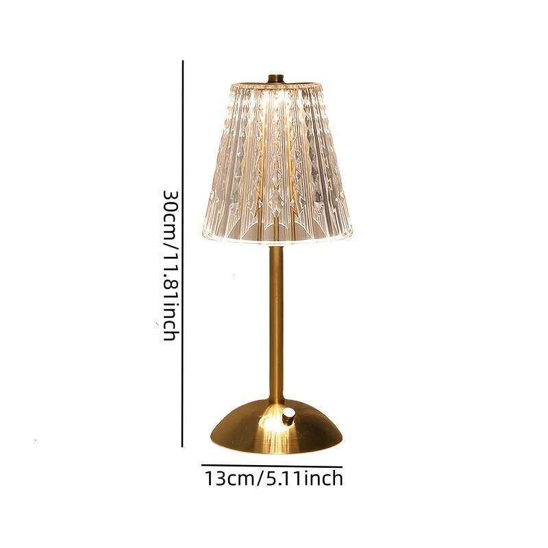 1 PC Luxury-Style Crystal Desk Lamp, Three-color Touch Charging - Suitable Restaurants, Cafes, as a Gift for Others H260225