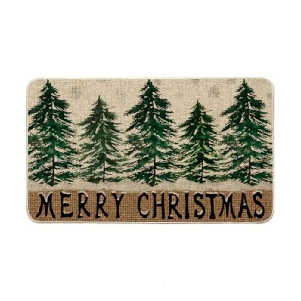 Merry Christmas Tree Design Entrance Bathroom Door Mats Non-Slip & Dirt-Proof Festive Carpet Home Decor Rug W260226
