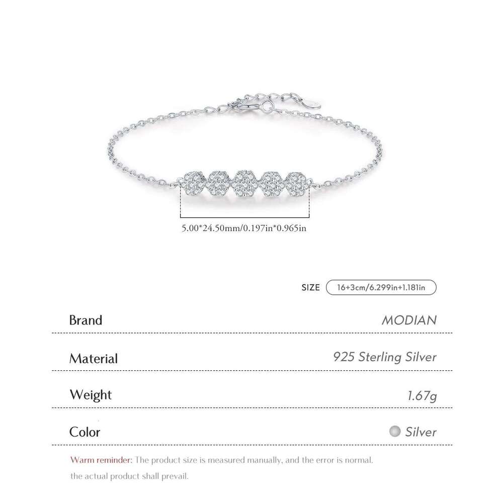 MODIAN 925 Sterling Silver Sweet Delicate Flower Clear CZ Link Chain Bracelet For Women Daily Party Fine Jewelry Z260225