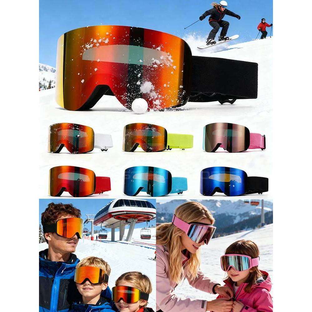 Adults +Kids Professional Anti-Fog Ski Snowboard Goggles UV400 Double Layers Skiing Glasses XMAS New Year Gifts Z260225