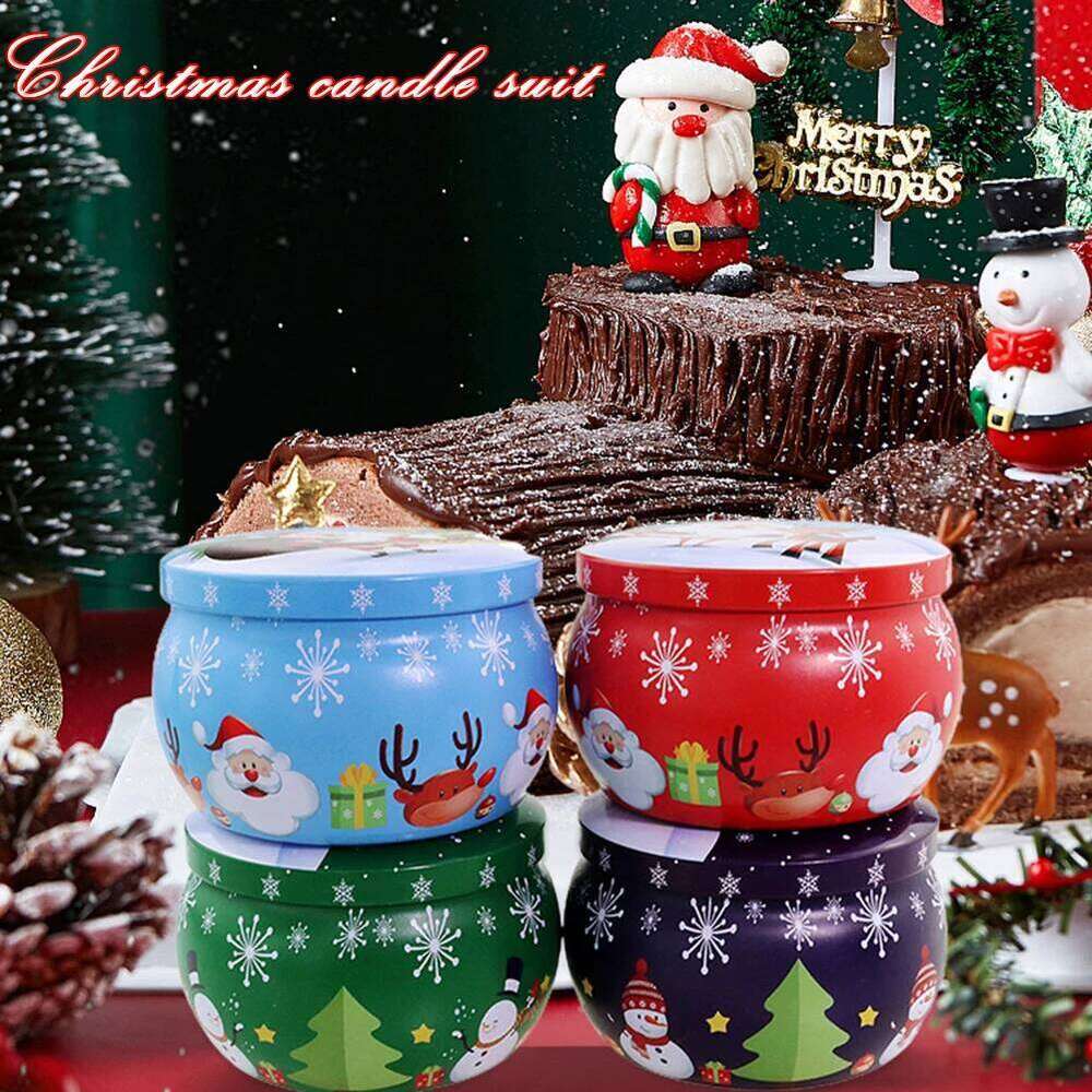 4pcs/Box Gift Set Romantic Soy Wax Jar Christmas Scented Candle For Xmas Party Decoration 2026 W260226